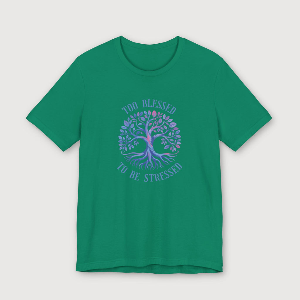 Too Blessed To Be Stressed - Light Blue Tree - T-Shirt