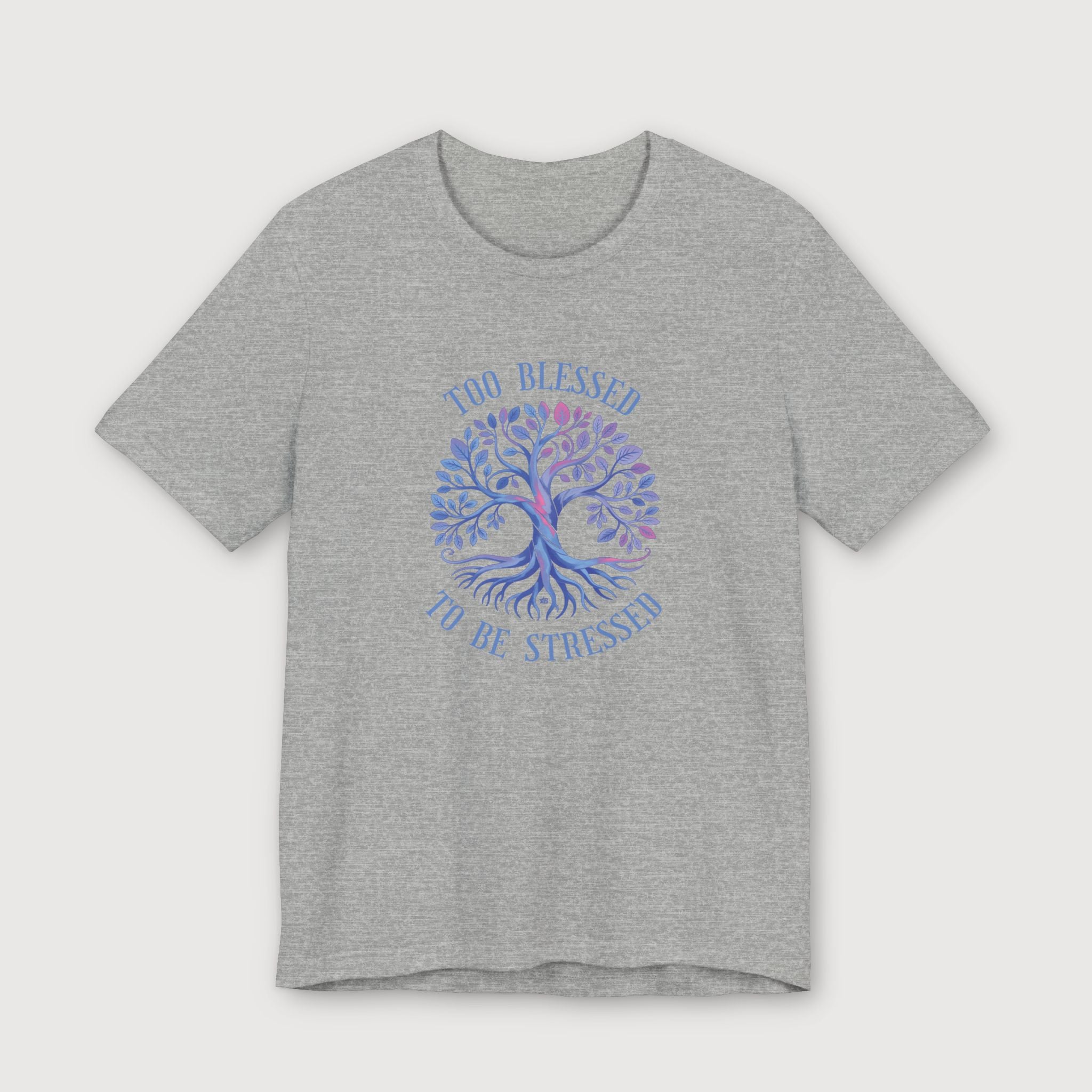 Too Blessed To Be Stressed - Light Blue Tree - T-Shirt
