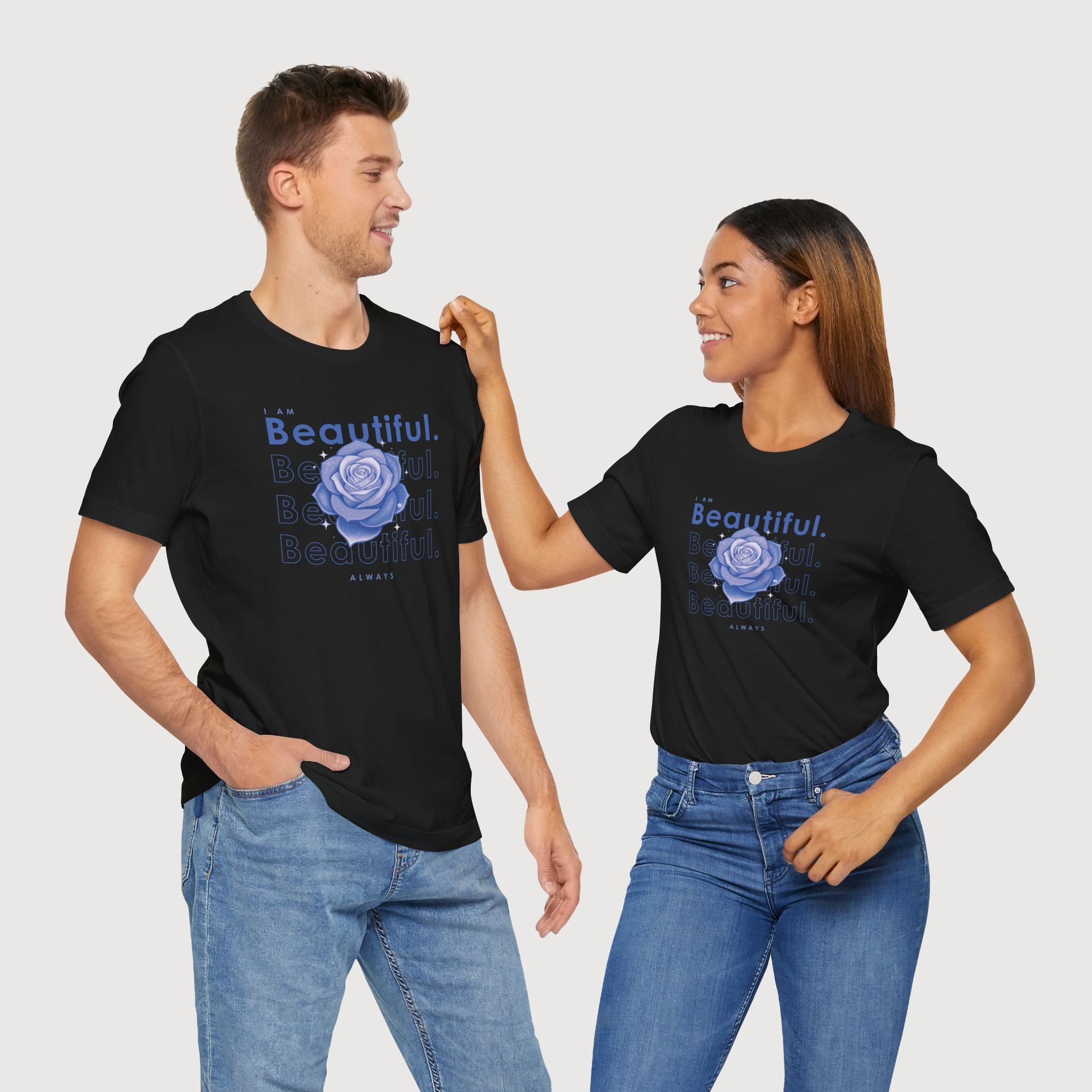 I am Beautiful - Lavender Blue Flower - T-Shirt