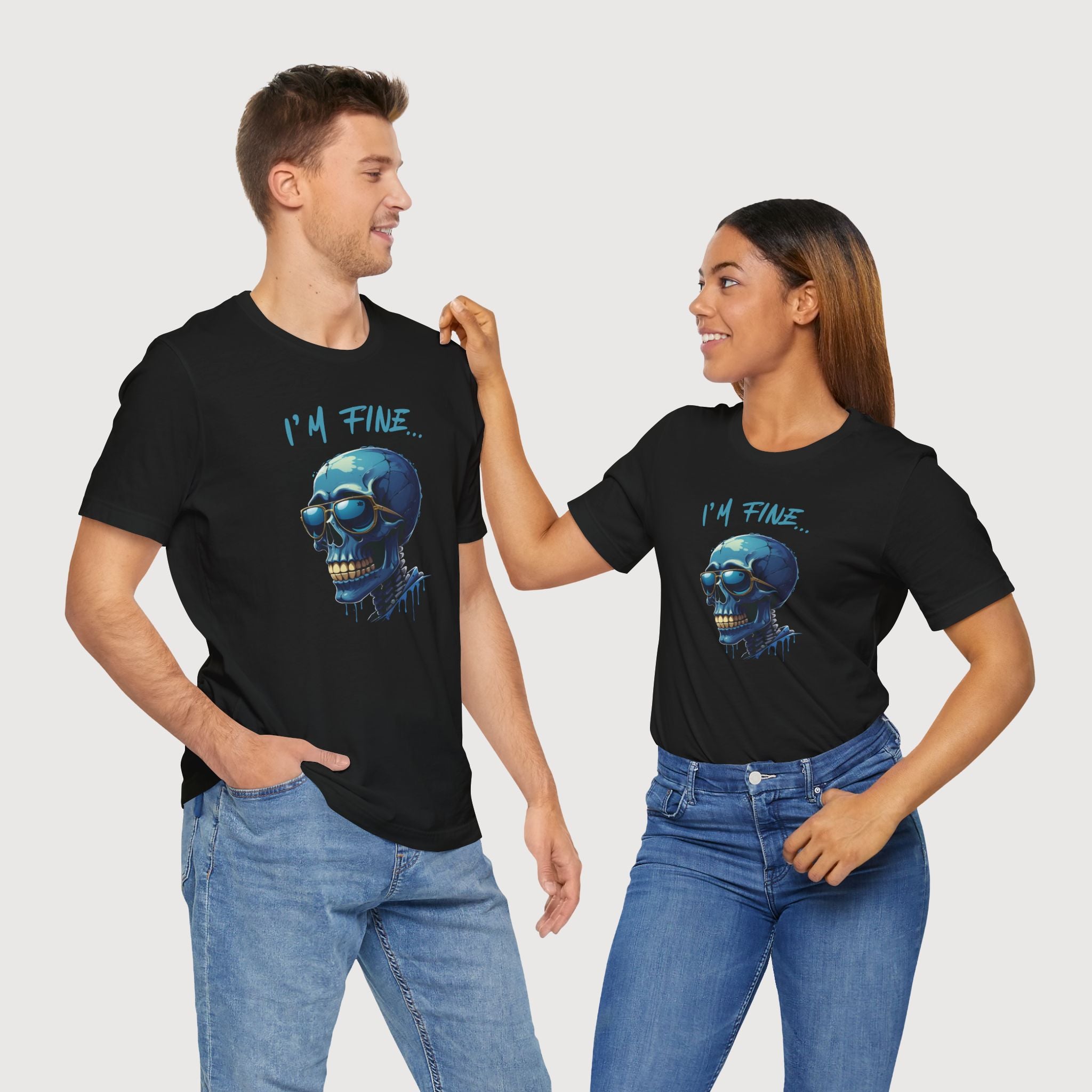 I'm Fine... - Blue Skull - T-Shirt