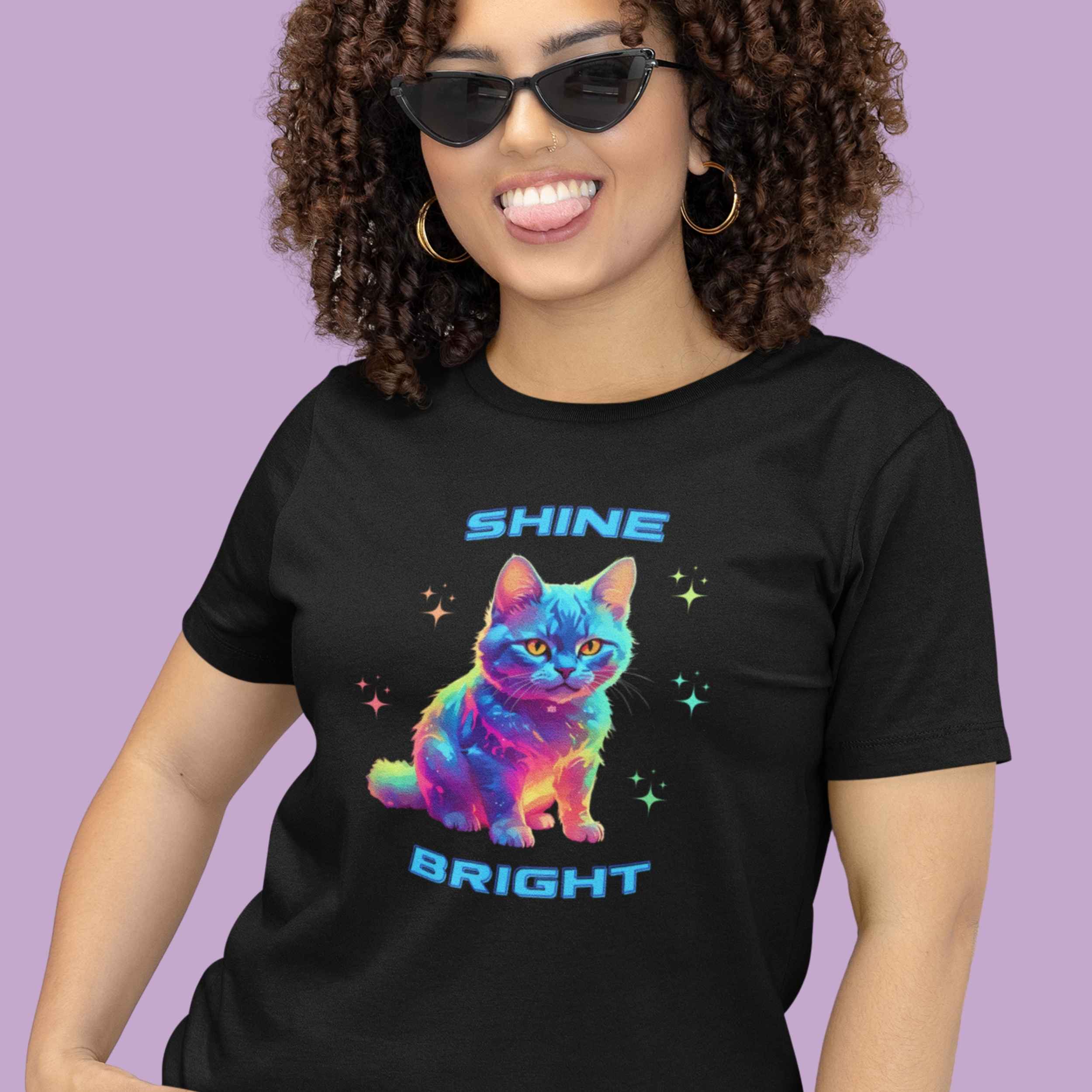Shine Bright - Multicolored Cat - T-Shirt