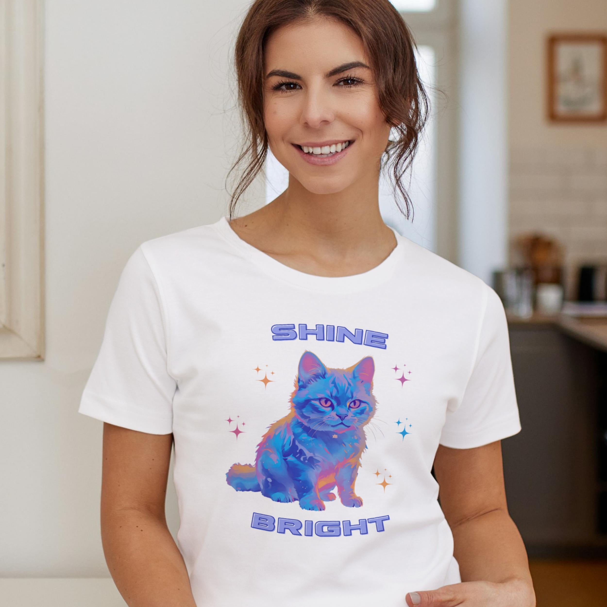 Shine Bright - Light Blue Cat - T-Shirt