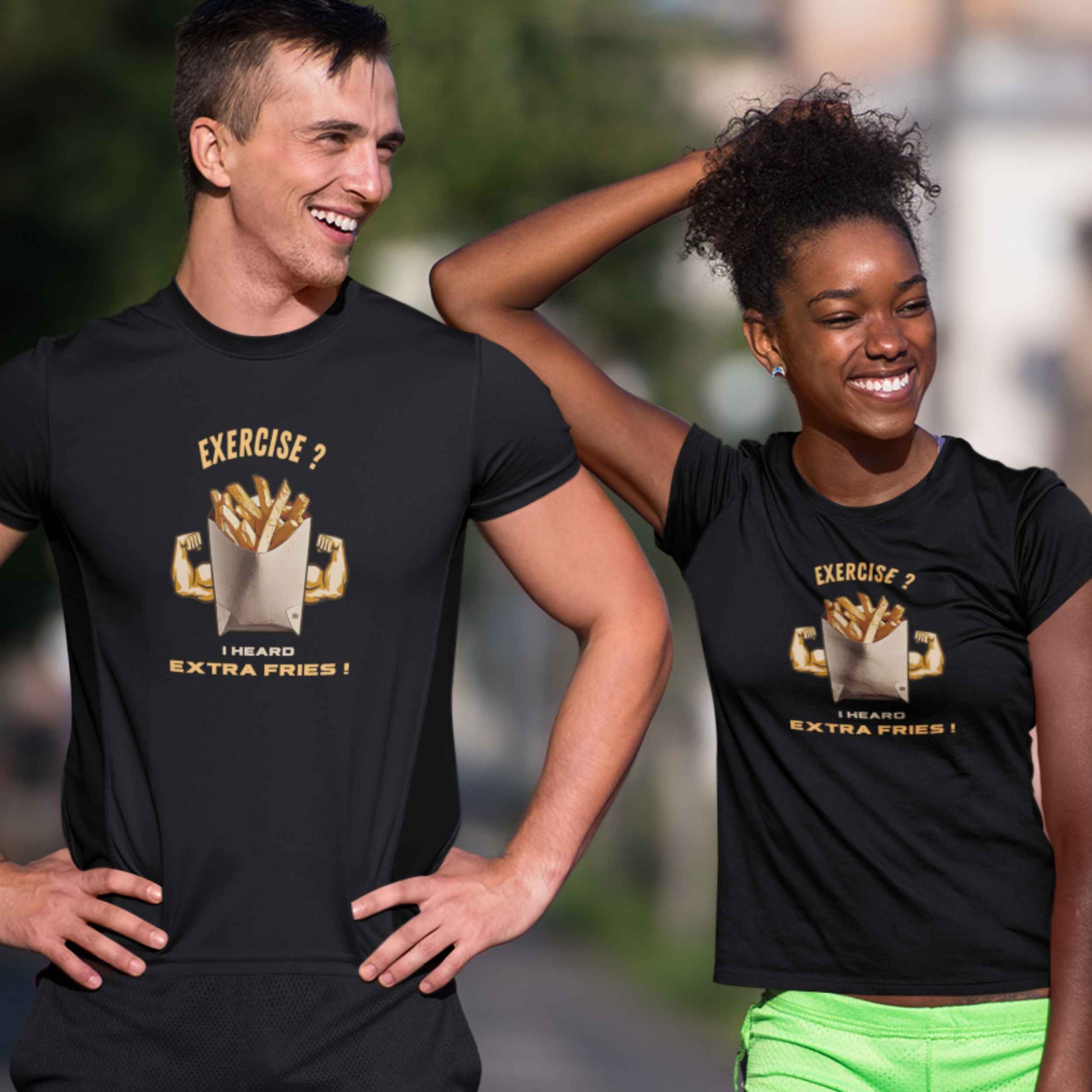 Exercise vs Extra Fries - T-Shirt