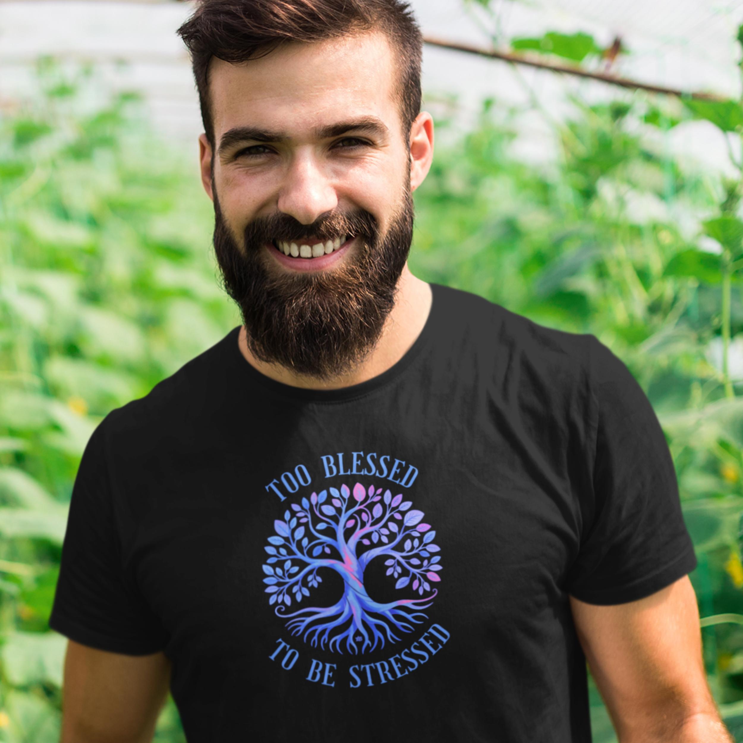 Too Blessed To Be Stressed - Light Blue Tree - T-Shirt