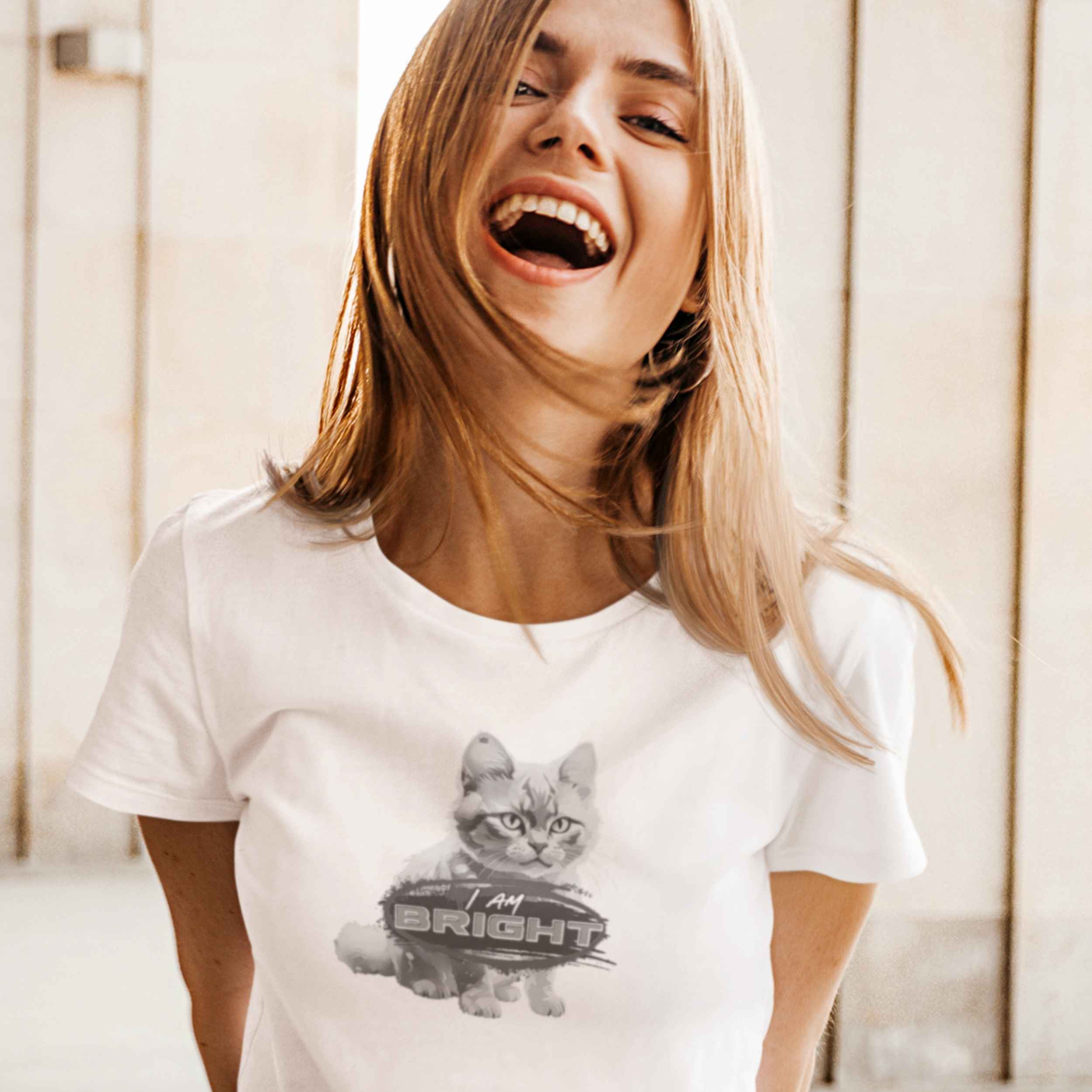 I am Bright - Gray Cat - T-Shirt
