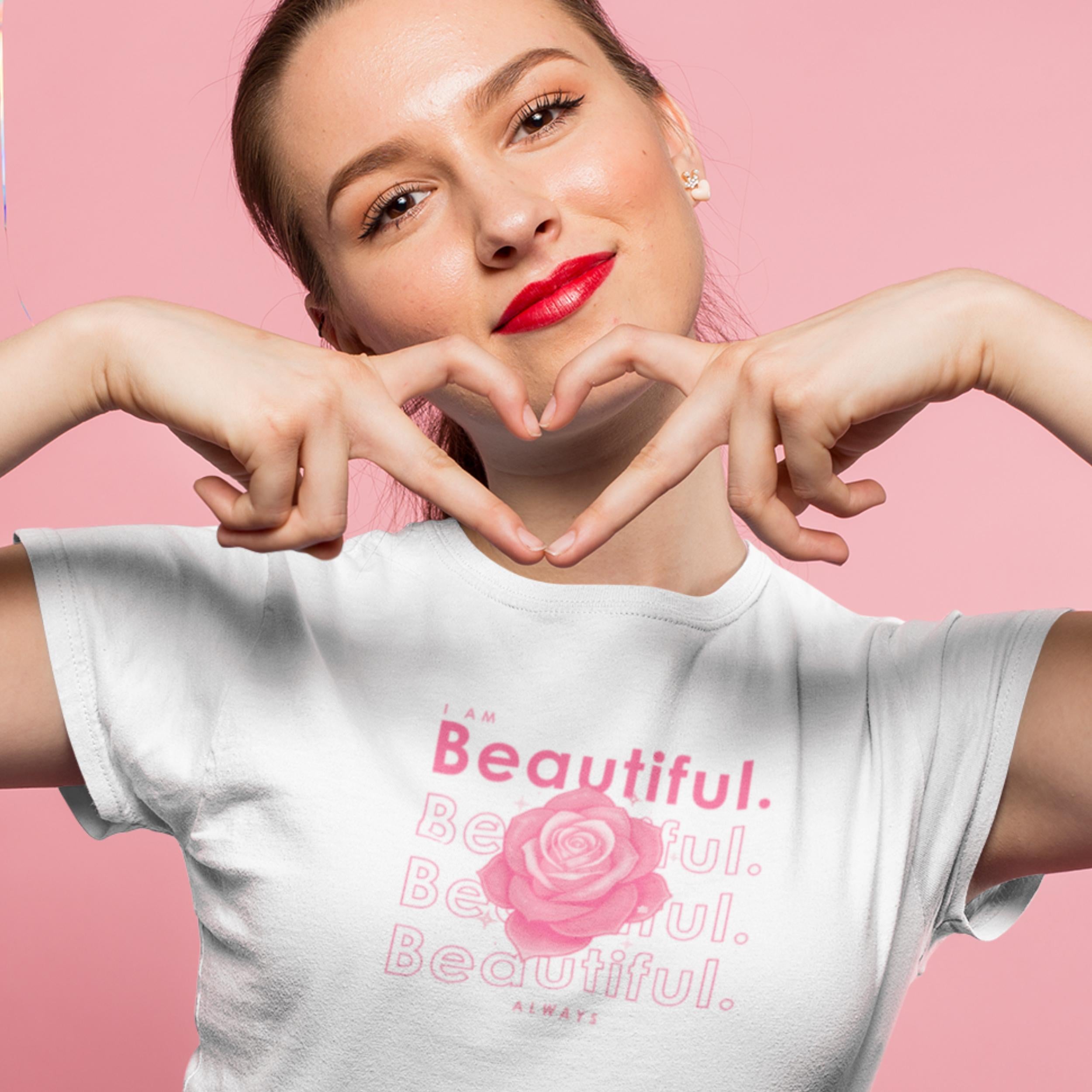 I am Beautiful - Pink Flower - T-Shirt