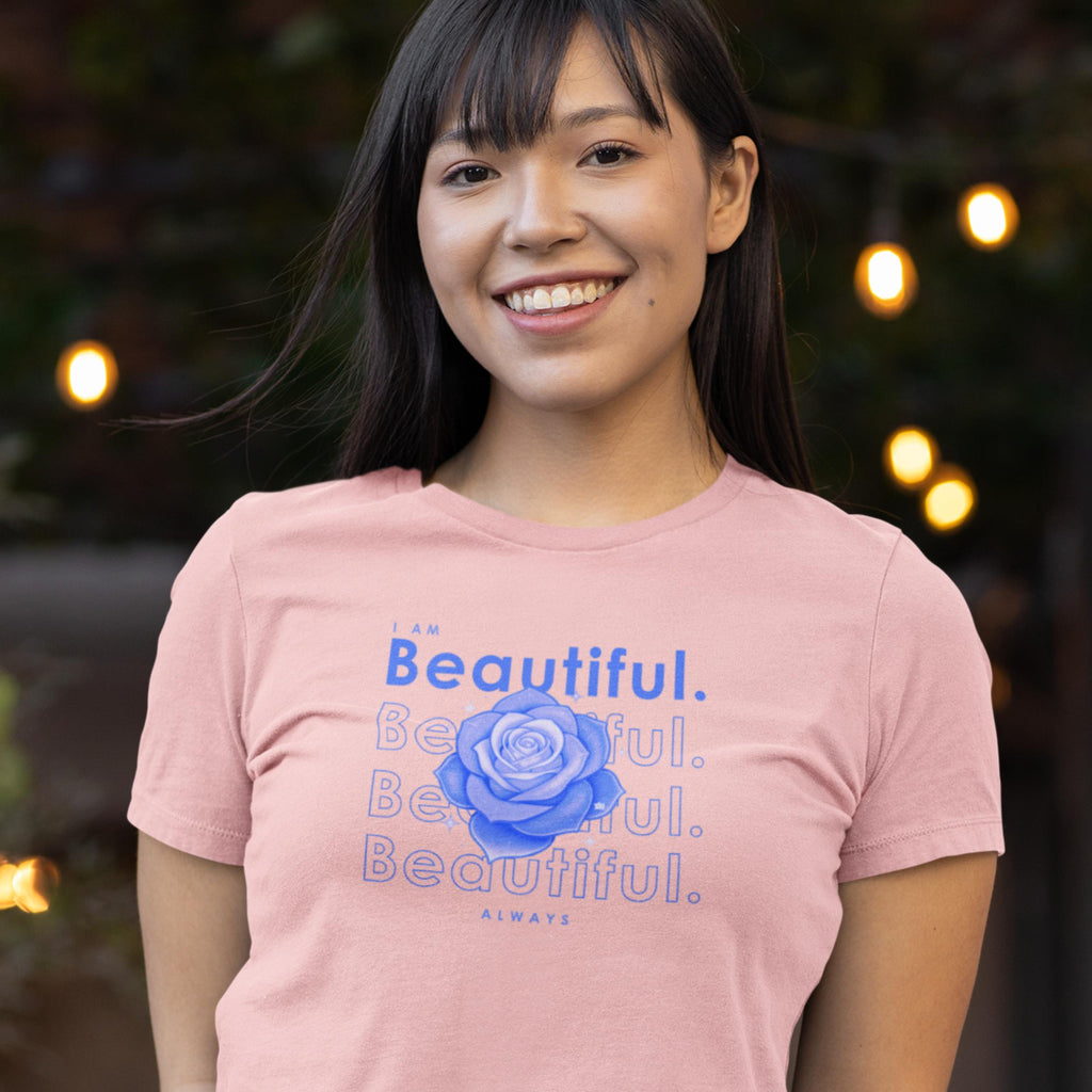 I am Beautiful - Lavender Blue Flower - T-Shirt