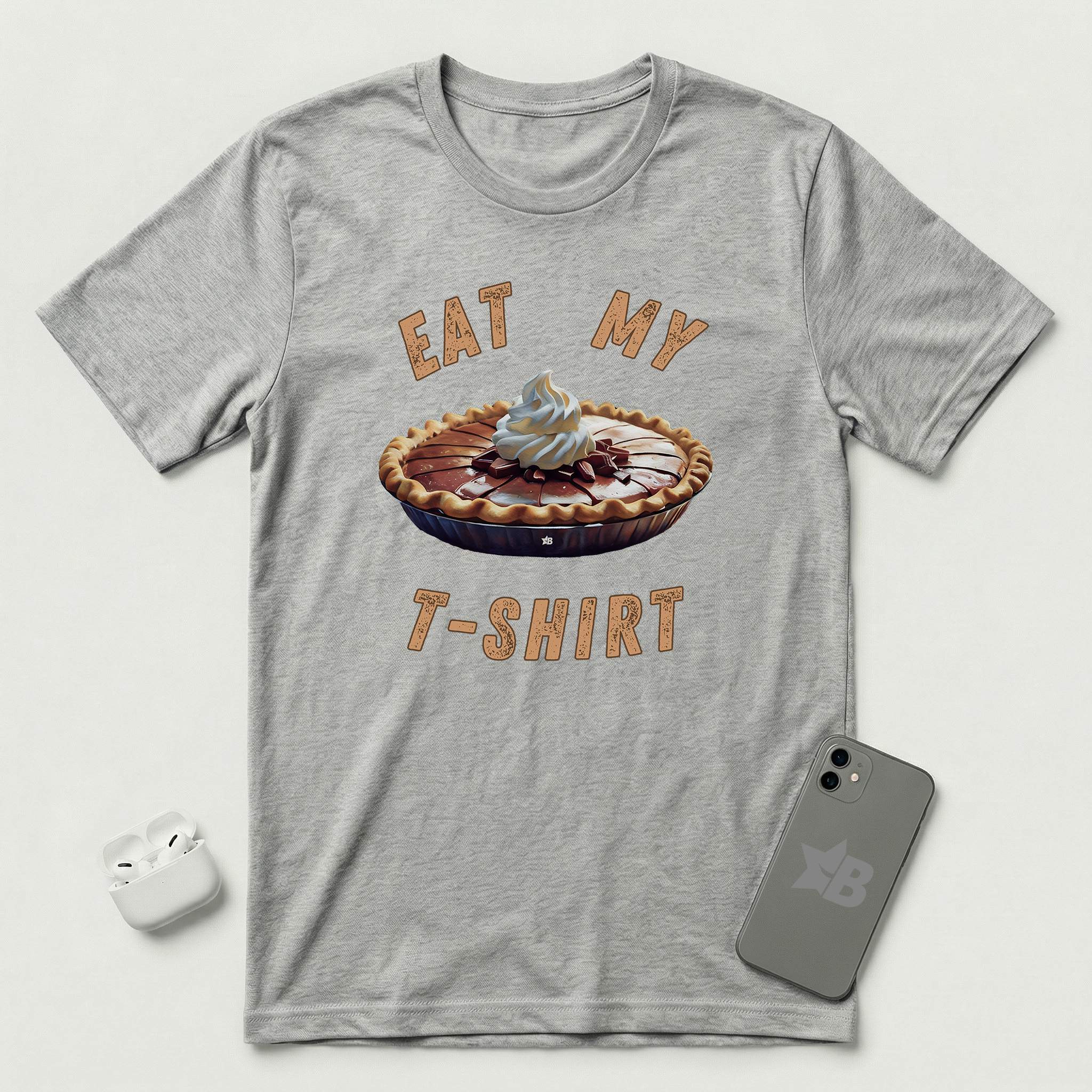 Eat My T-Shirt - Chocolate Pie - T-Shirt - Athletic Heather mockup