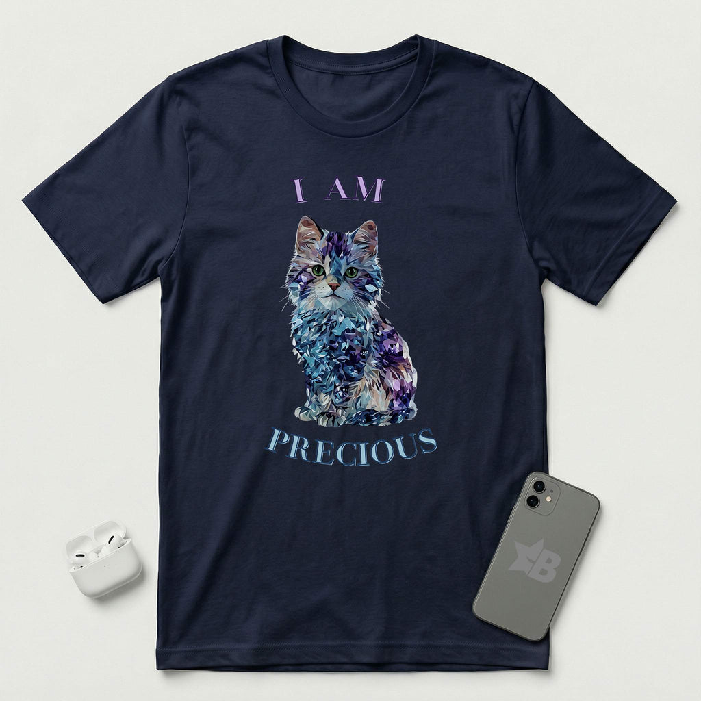I Am Precious - Diamond Cat - T-Shirt - Navy mockup