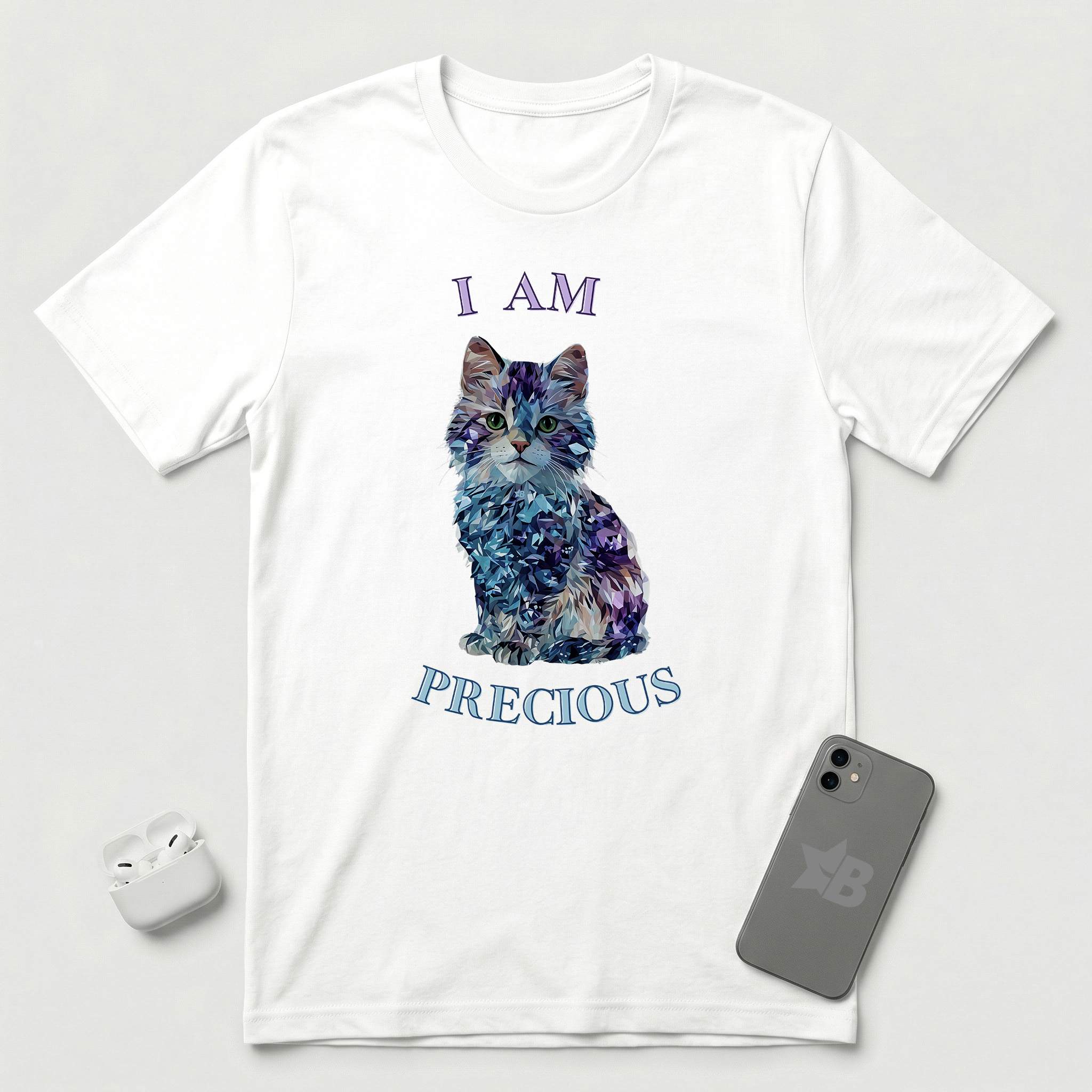 I Am Precious - Diamond Cat - T-Shirt - White mockup