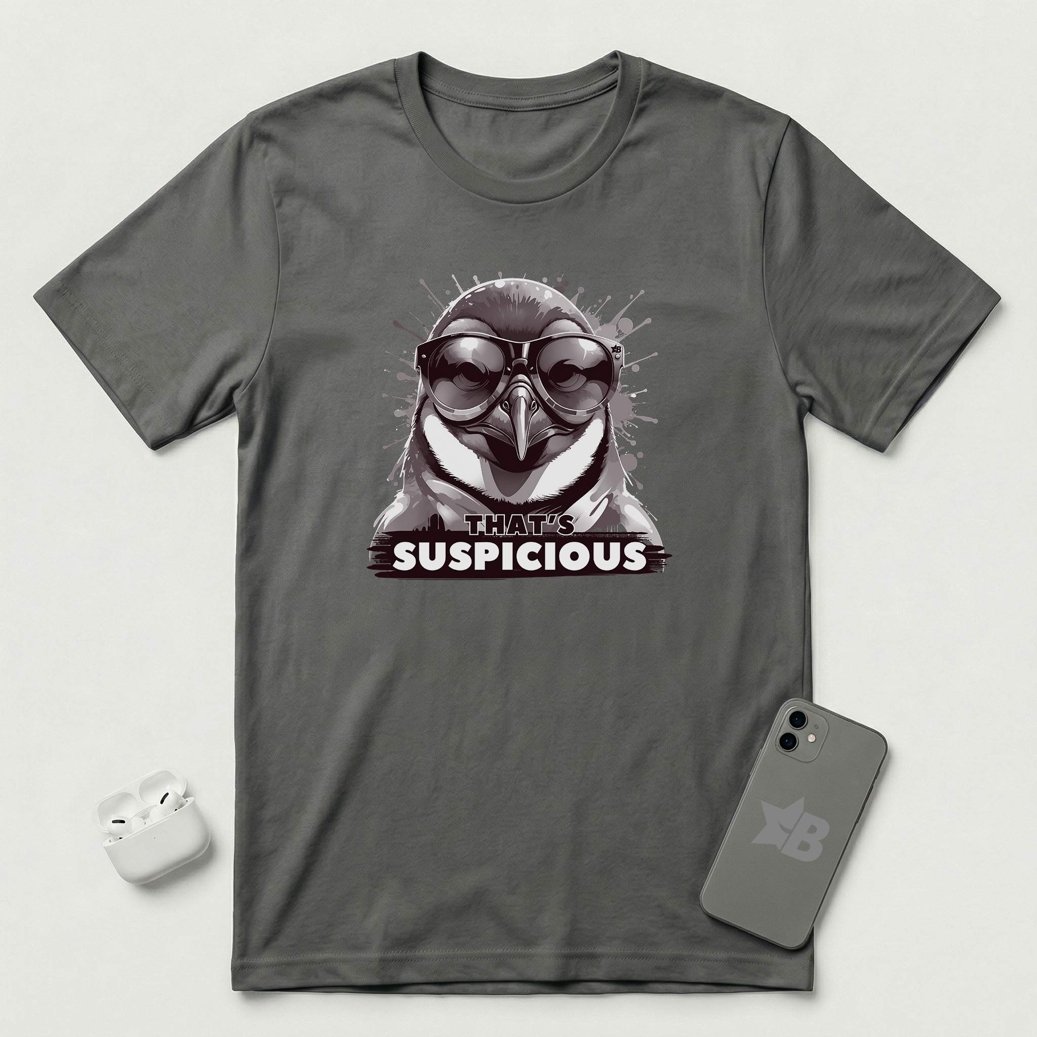 That's Suspicious - Penguin - T-Shirt - Asphalt mockup