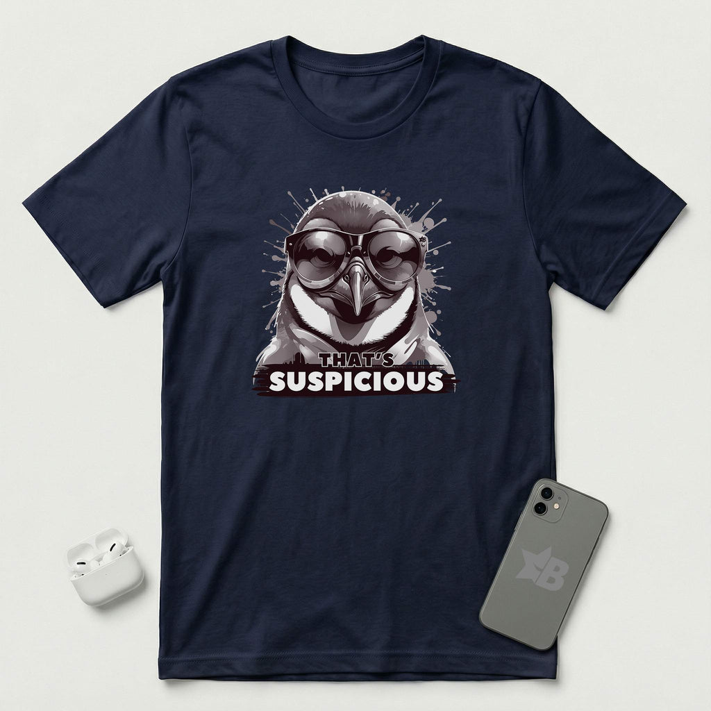 That's Suspicious - Penguin - T-Shirt - Navy mockup