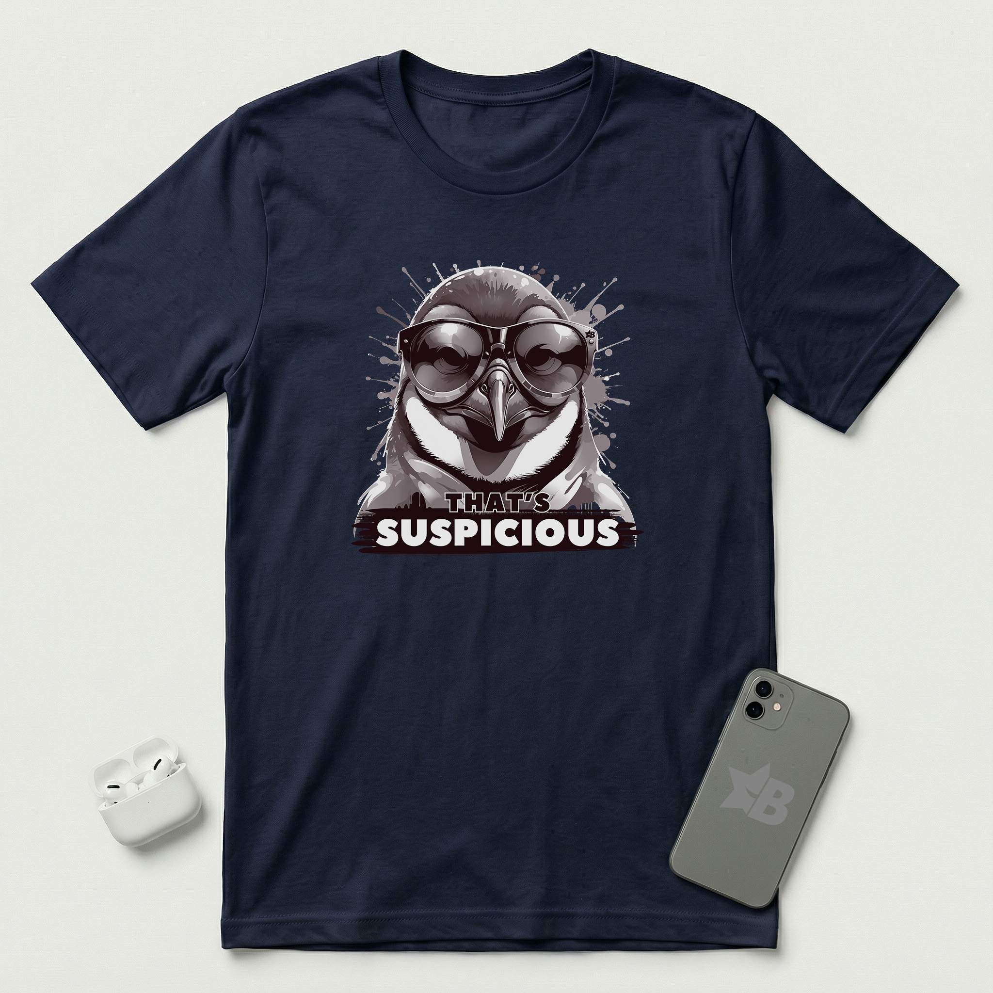 That's Suspicious - Penguin - T-Shirt - Navy mockup