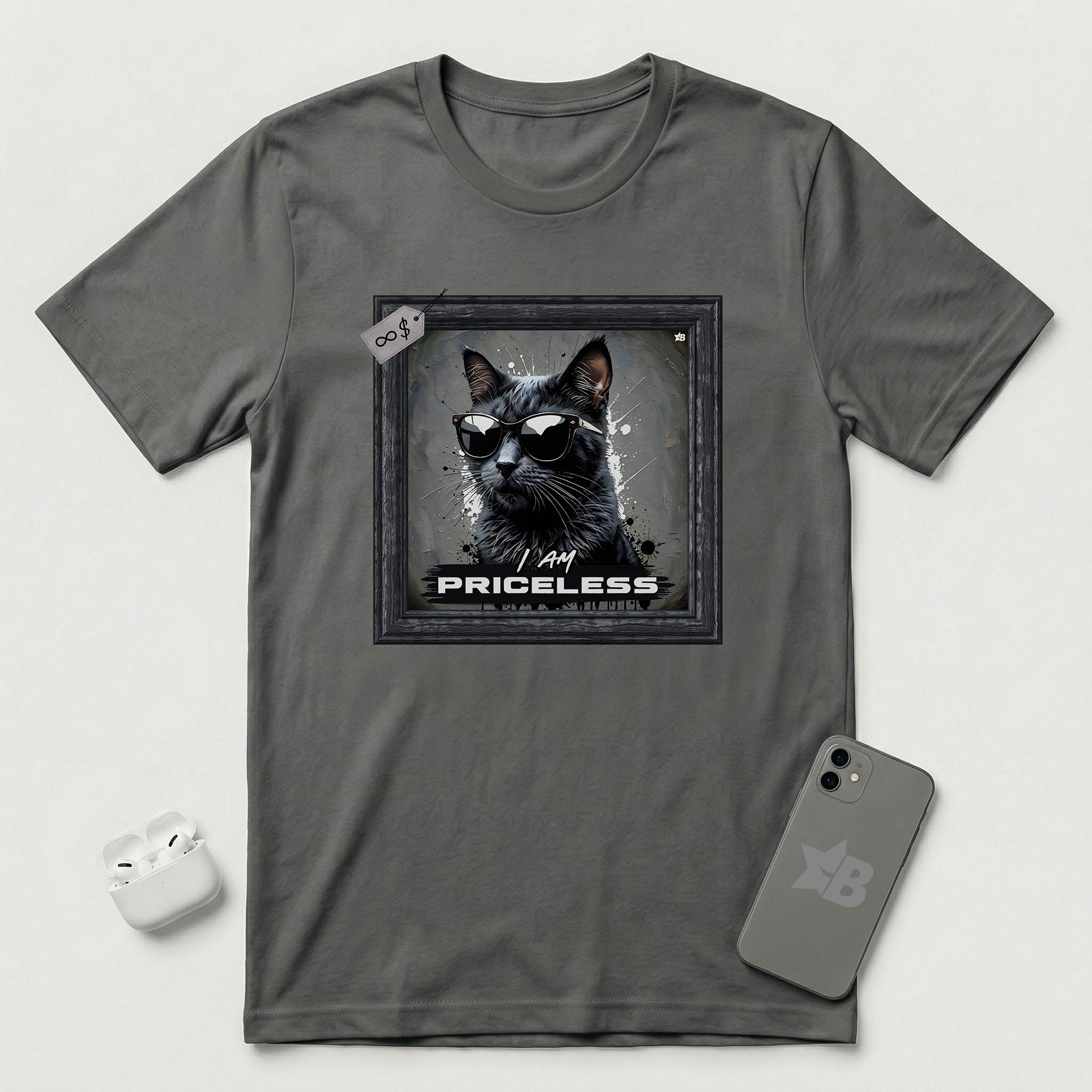 I am Priceless - Cat - T-Shirt - Asphalt mockup