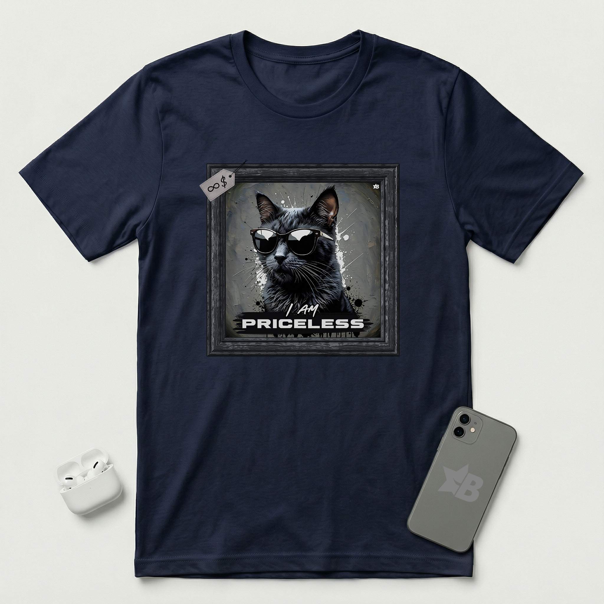 I am Priceless - Cat - T-Shirt - Navy mockup