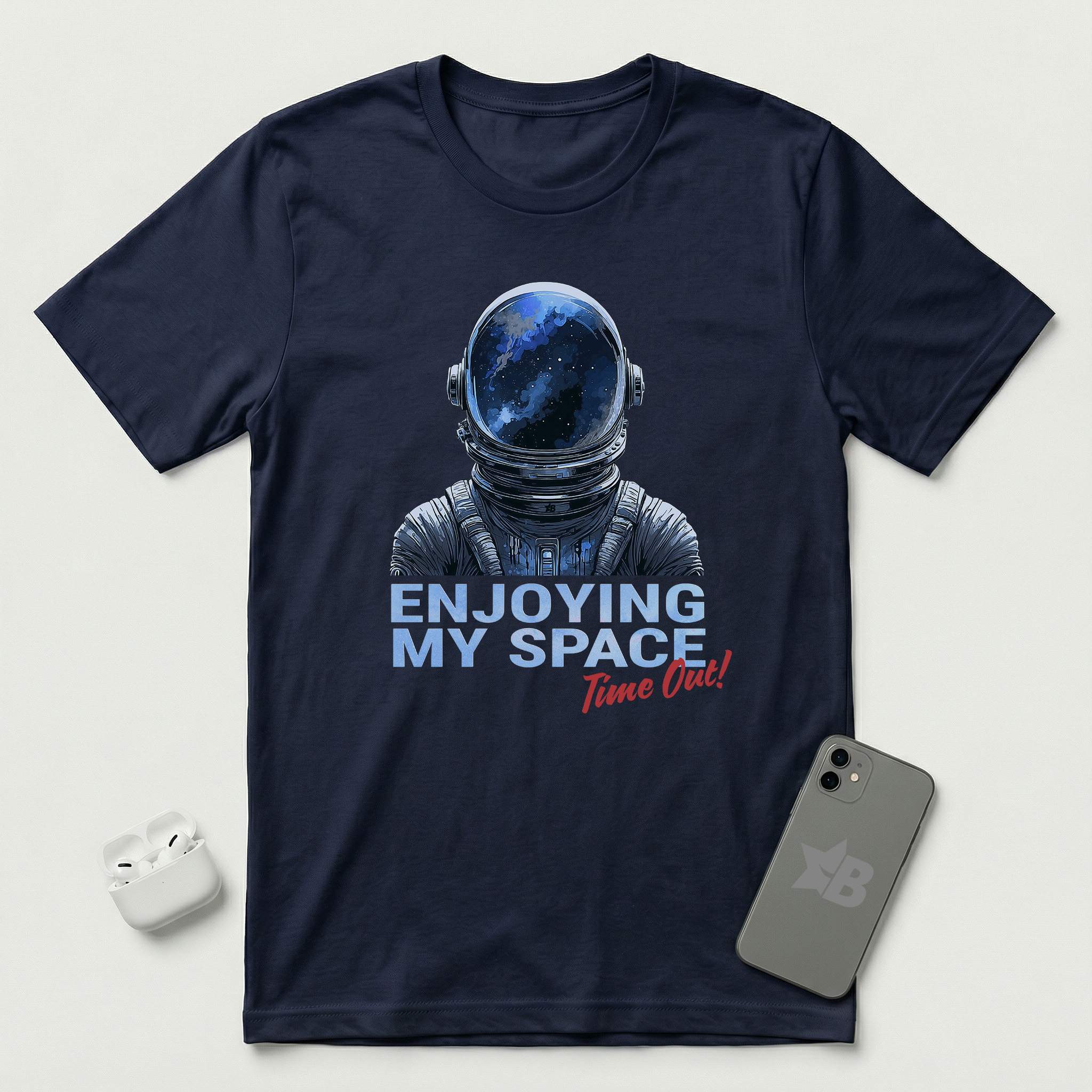 Enjoying My Space - Time Out! - T-Shirt - Navy mockup