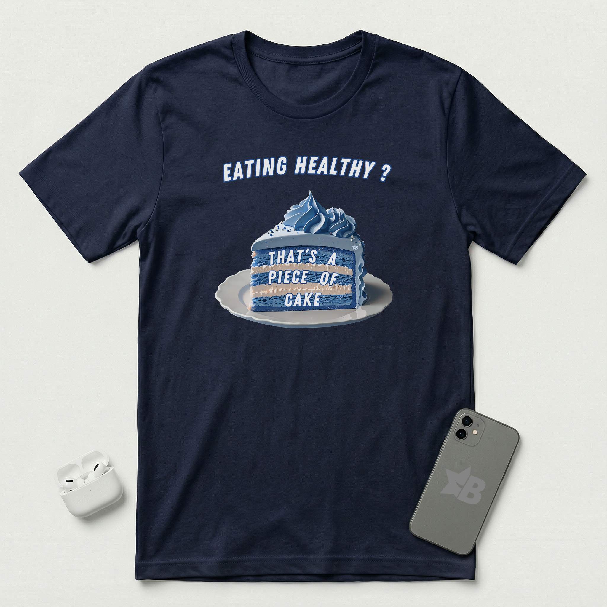 Eating Healthy? - Blue Cake - T-Shirt - Navy mockup