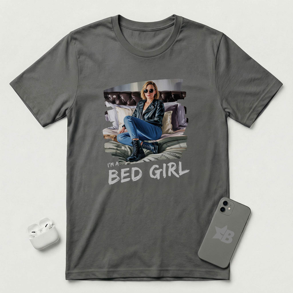 I'm a Bed Girl - Golden Flame - T-Shirt - Asphalt mockup