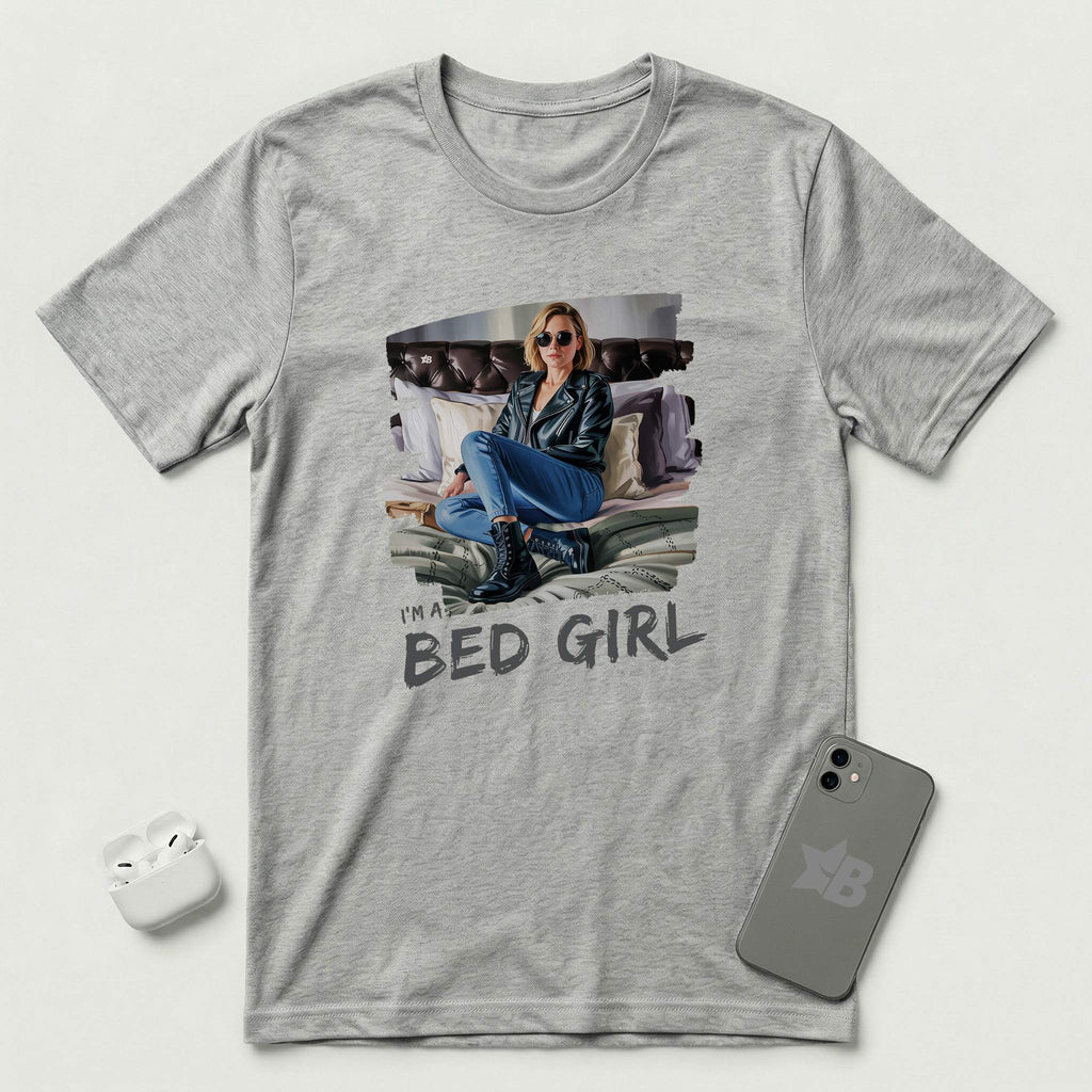 I'm a Bed Girl - Golden Flame - T-Shirt - Athletic Heather mockup