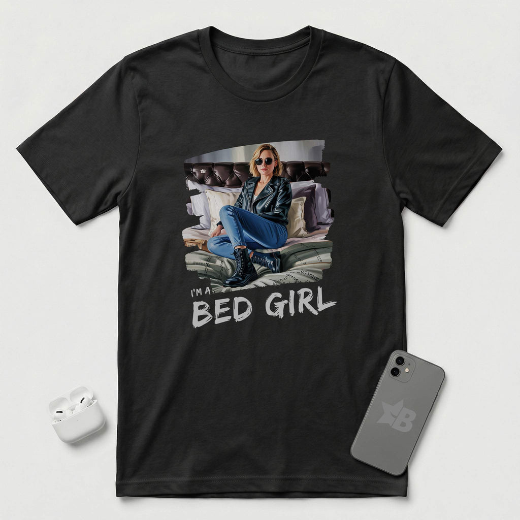 I'm a Bed Girl - Golden Flame - T-Shirt - Black mockup
