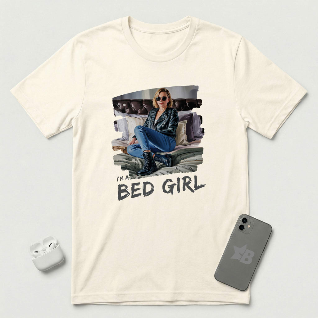 I'm a Bed Girl - Golden Flame - T-Shirt - Natural mockup