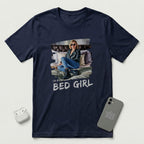 I'm a Bed Girl - Golden Flame - T-Shirt - Navy mockup