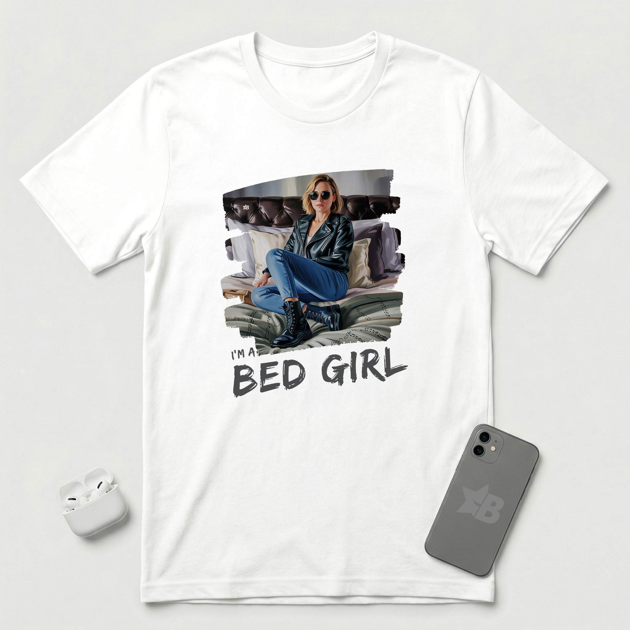 I'm a Bed Girl - Golden Flame - T-Shirt - White mockup