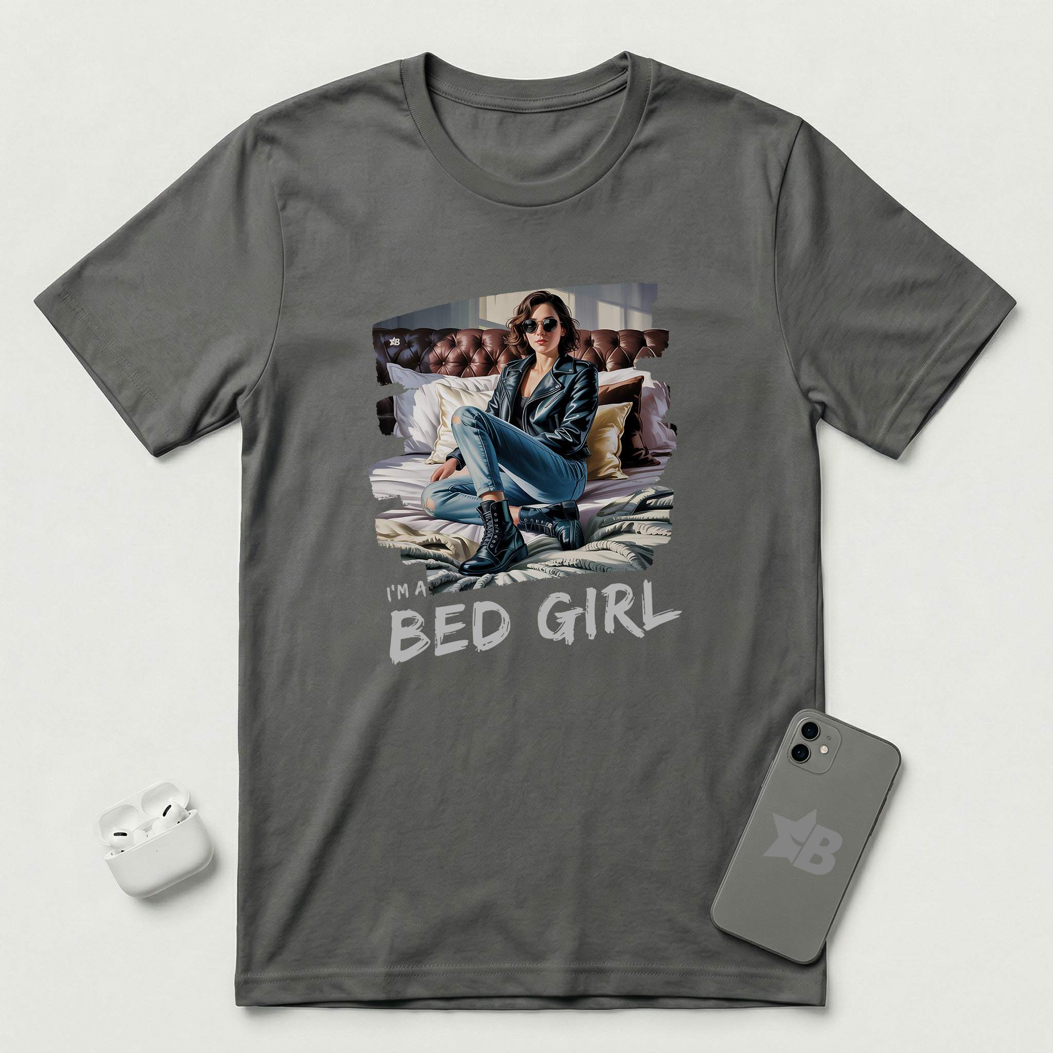 I'm a Bed Girl - Dark Spark - T-Shirt - Asphalt mockup