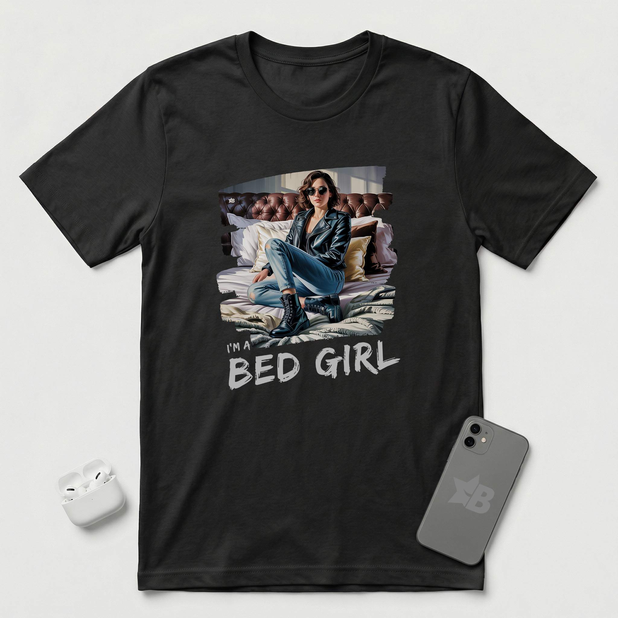I'm a Bed Girl - Dark Spark - T-Shirt - Black mockup