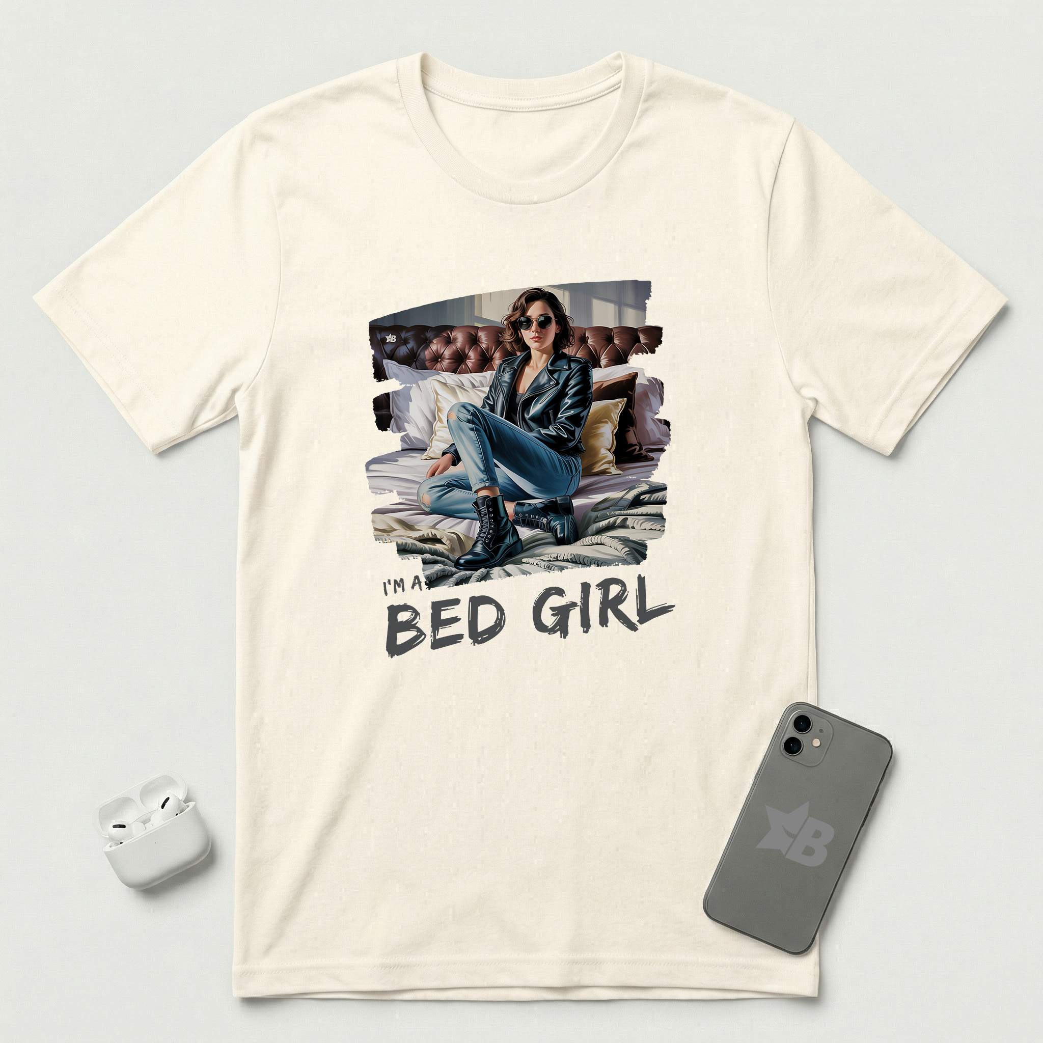 I'm a Bed Girl - Dark Spark - T-Shirt - Natural mockup