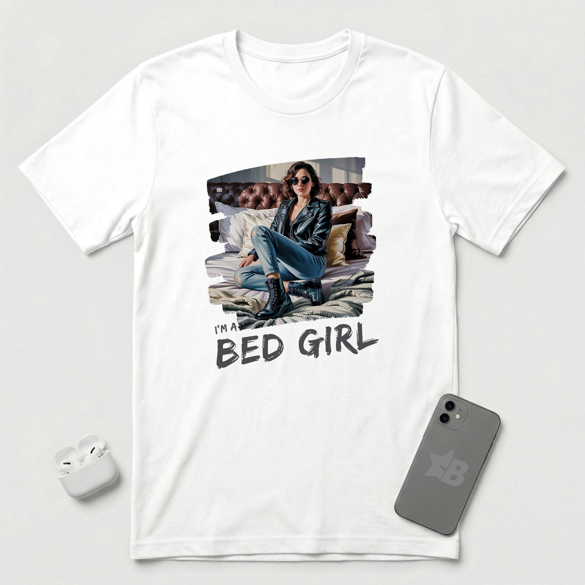 I'm a Bed Girl - Dark Spark - T-Shirt - White mockup