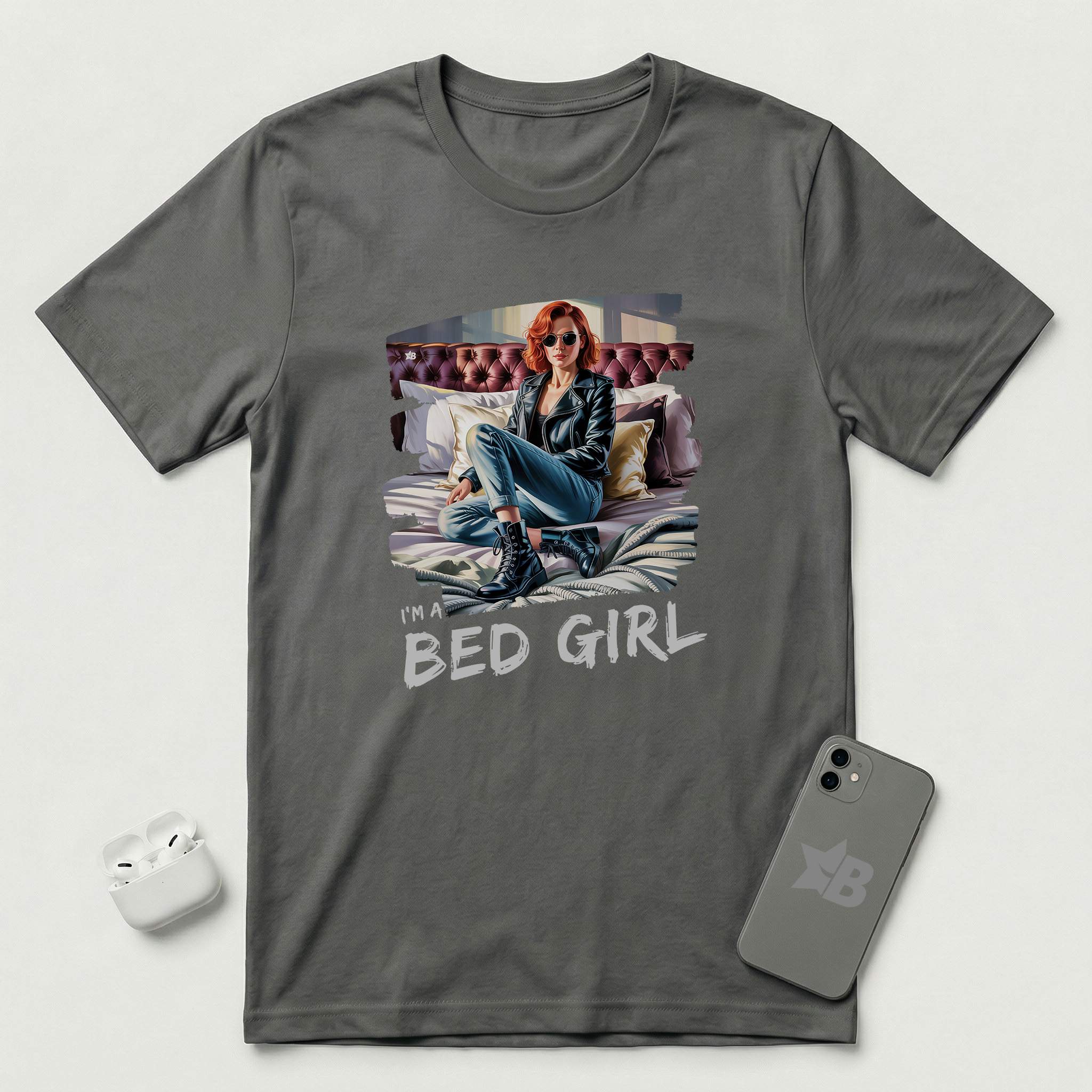 I'm a Bed Girl - Ruby Blaze - T-Shirt - Asphalt mockup