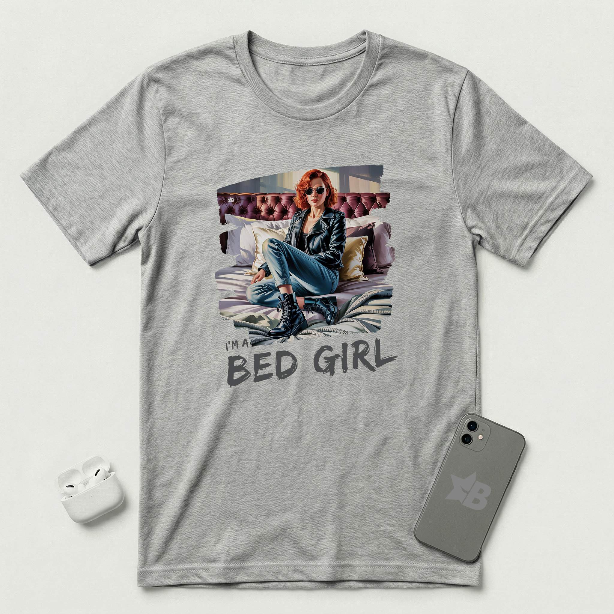 I'm a Bed Girl - Ruby Blaze - T-Shirt - Athletic Heather mockup