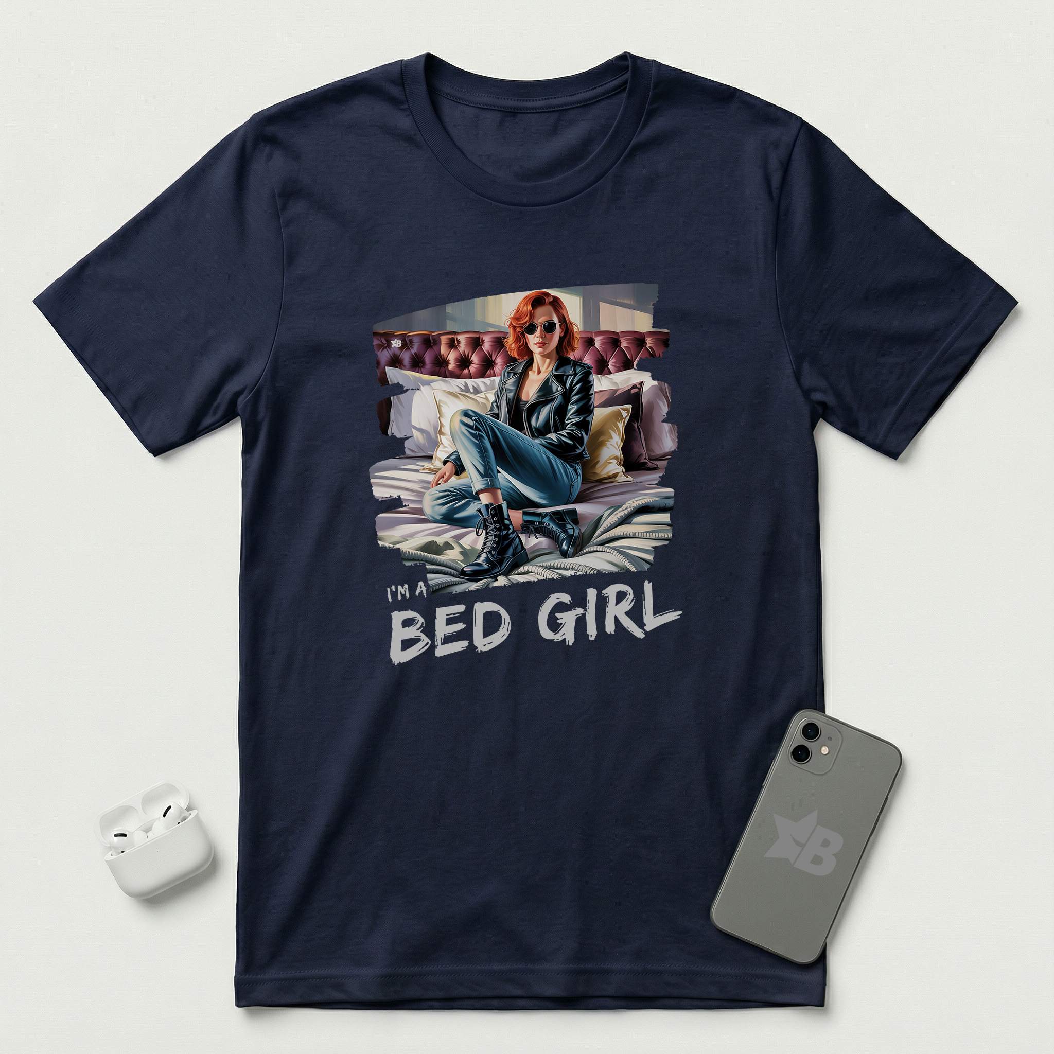 I'm a Bed Girl - Ruby Blaze - T-Shirt - Navy mockup