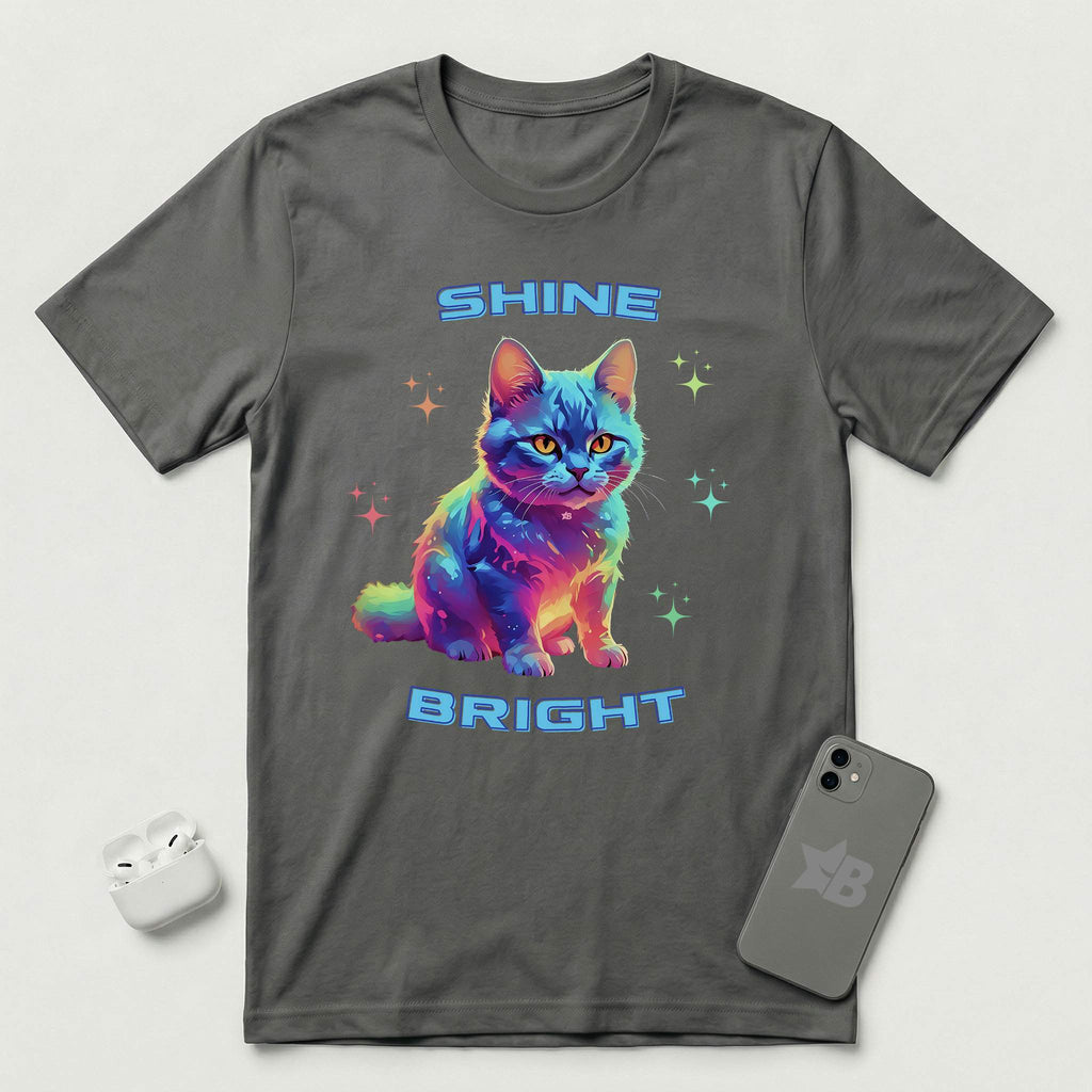 Shine Bright - Multicolored Cat - T-Shirt - Asphalt mockup