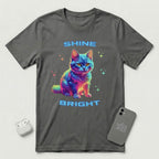 Shine Bright - Multicolored Cat - T-Shirt - Asphalt mockup