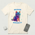 Shine Bright - Multicolored Cat - T-Shirt - Natural mockup