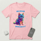 Shine Bright - Multicolored Cat - T-Shirt - Pink mockup