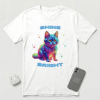 Shine Bright - Multicolored Cat - T-Shirt - White mockup