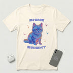 Shine Bright - Light Blue Cat - T-Shirt - Natural mockup