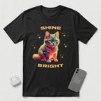 Shine Bright - Sunset Cat - T-Shirt - Black mockup
