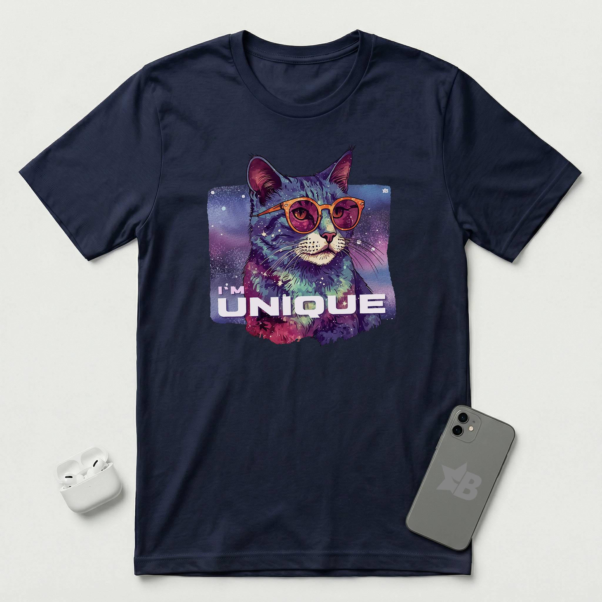 I'm Unique - Cat - T-Shirt - Navy mockup