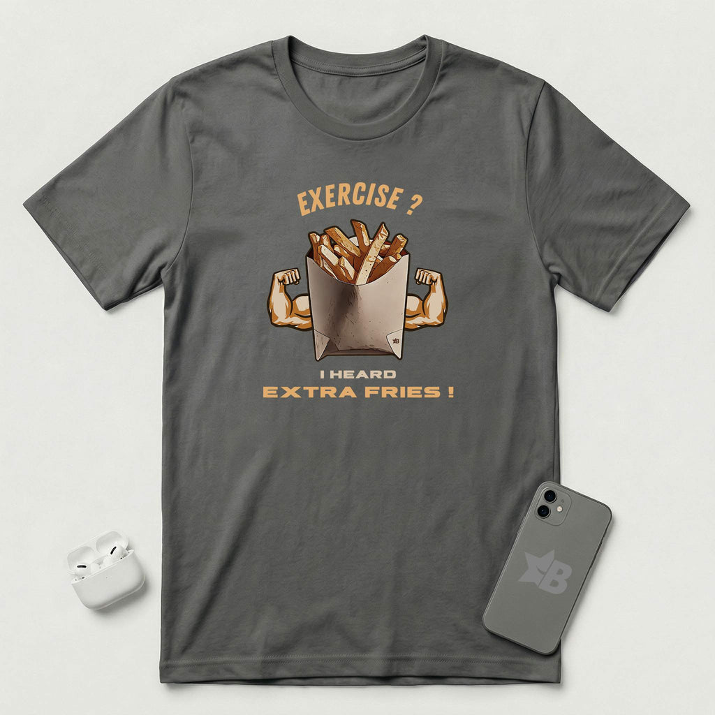 Exercise vs Extra Fries - T-Shirt - Asphalt mockup
