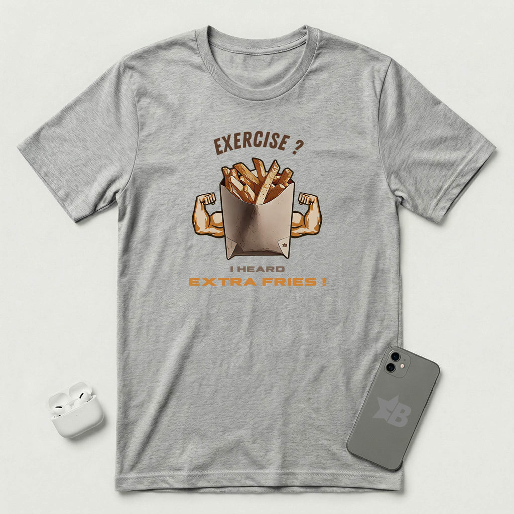Exercise vs Extra Fries - T-Shirt - Athletic Heather mockup