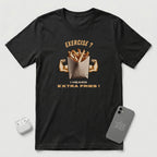 Exercise vs Extra Fries - T-Shirt - Black mockup