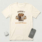 Exercise vs Extra Fries - T-Shirt - Natural mockup