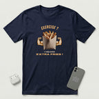 Exercise vs Extra Fries - T-Shirt - Navy mockup