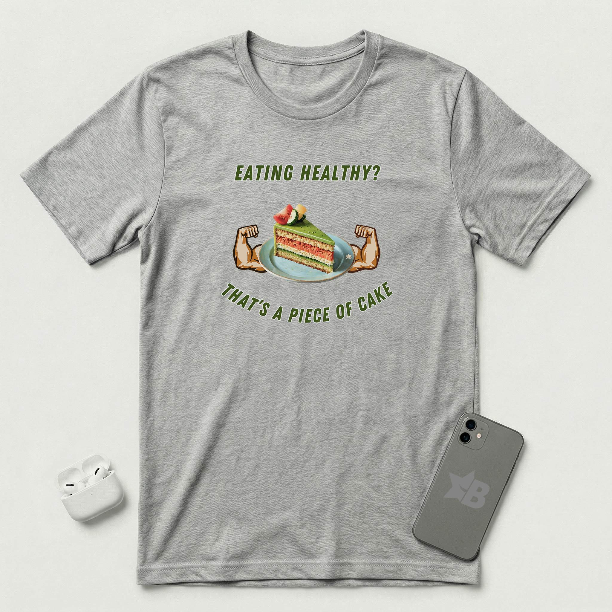 Eating Healthy? - Vegetable Cake - T-Shirt - Athletic Heather mockup