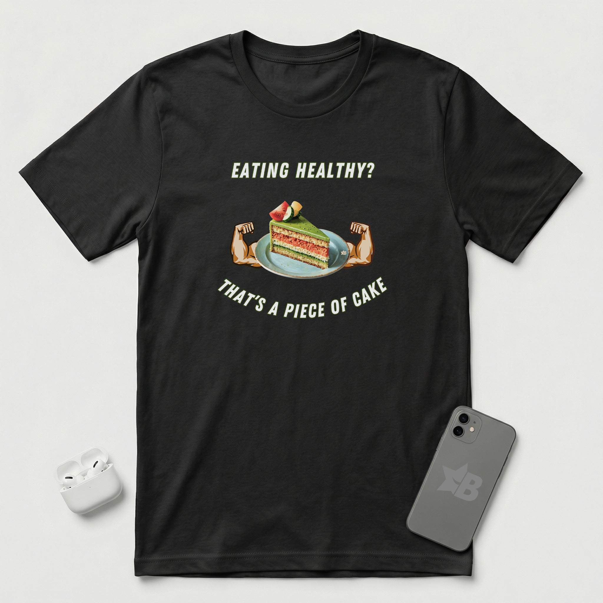 Eating Healthy? - Vegetable Cake - T-Shirt - Black mockup