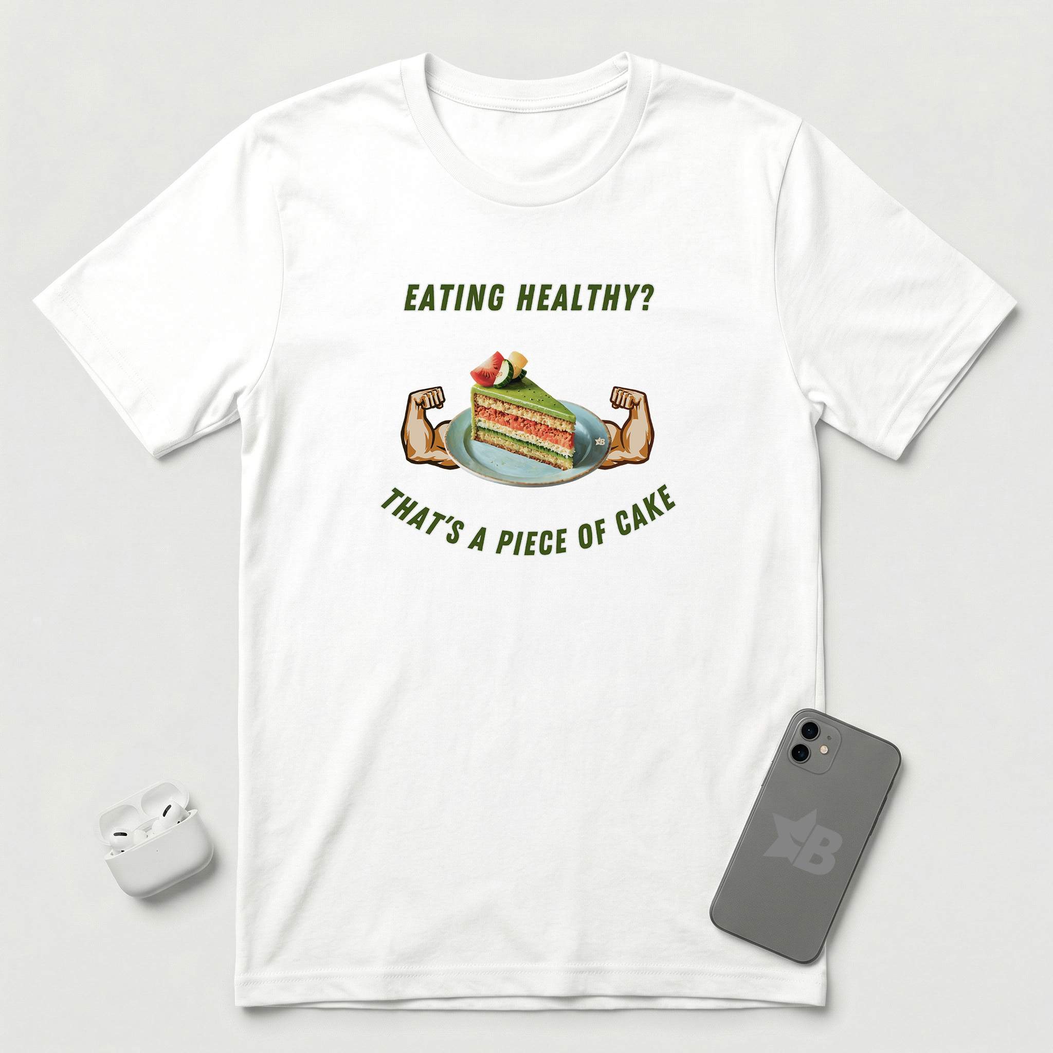 Eating Healthy? - Vegetable Cake - T-Shirt - White mockup